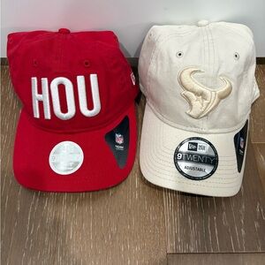 New Era Red and Cream Adjustable Texans Caps